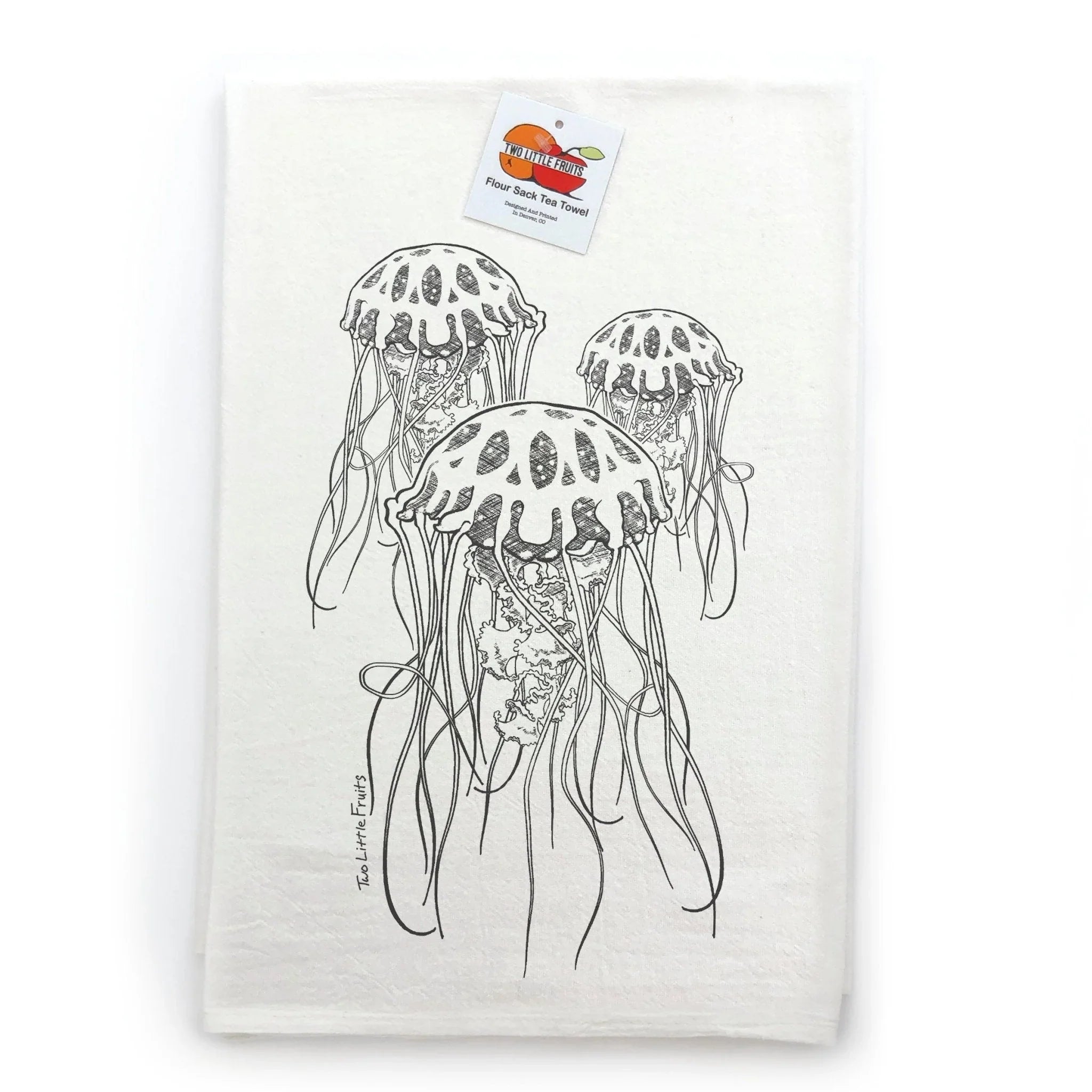 Jellyfish Kitchen Towel - 100% Cotton, Hand - Illustrated Design - Tea Towels - Two Little Fruits - Two Little Fruits