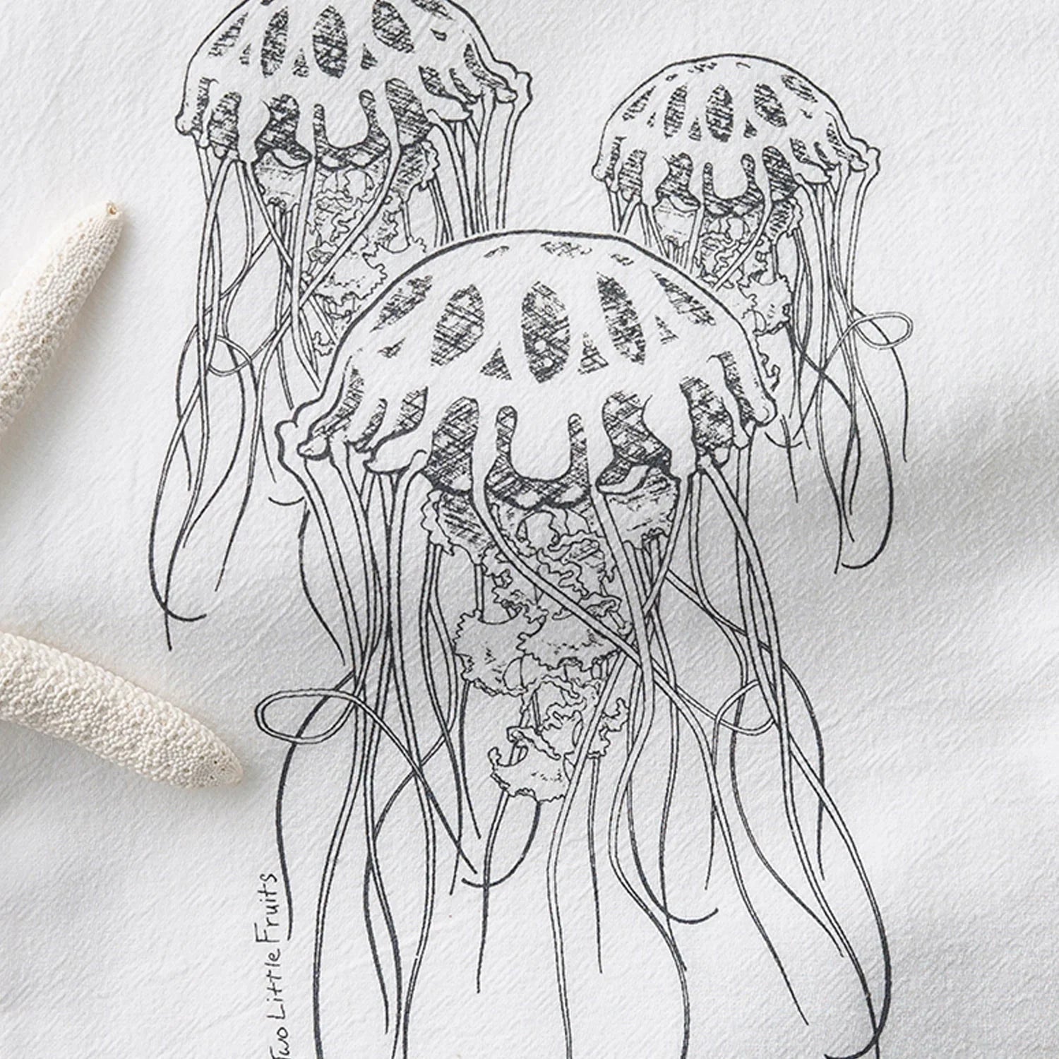 Jellyfish Kitchen Towel - 100% Cotton, Hand - Illustrated Design - Tea Towels - Two Little Fruits - Two Little Fruits
