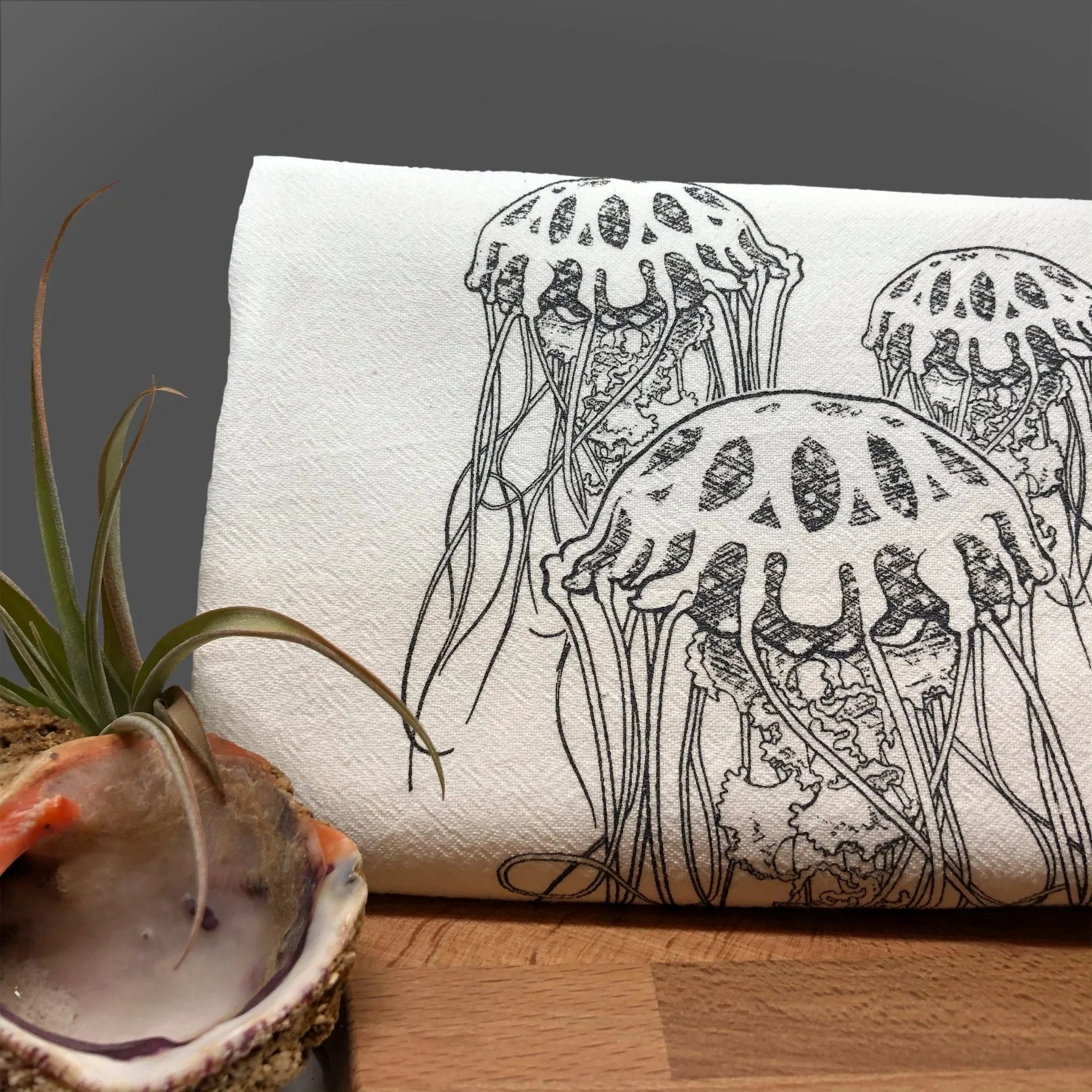 Jellyfish Kitchen Towel - 100% Cotton, Hand - Illustrated Design - Tea Towels - Two Little Fruits - Two Little Fruits