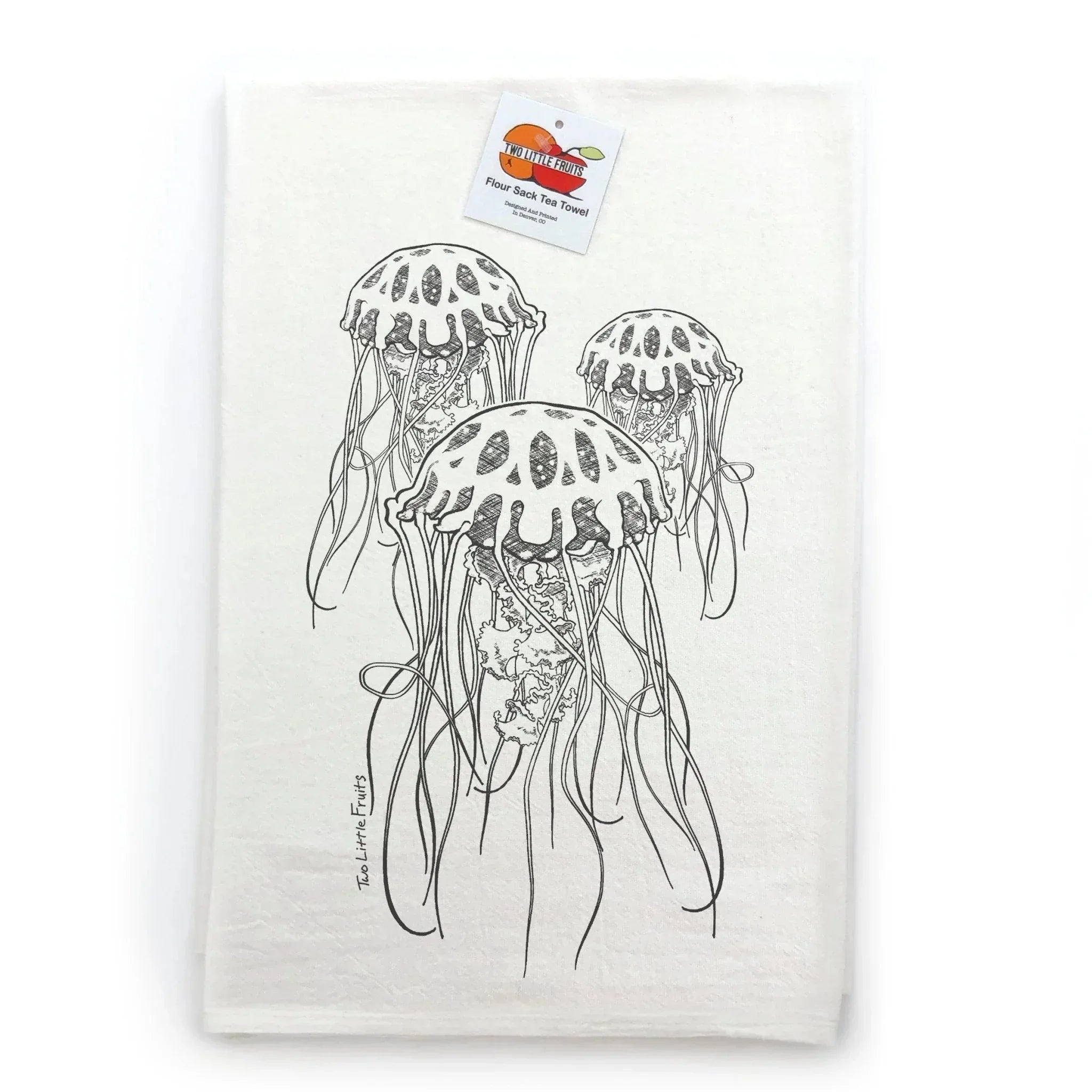 Jellyfish Kitchen Towel - 100Cotton, Hand - Illustrated Design - Tea Towels - Two Little Fruits - Two Little Fruits