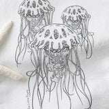 Jellyfish illustrated tea towel by Two Little Fruits