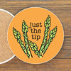 "Just The Tip" Asparagus Drink Coaster – Colorful 4” Ceramic Coaster - Coasters - Two Little Fruits - Two Little Fruits