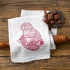 Colorful Knitting Kitchen Towel showcasing a charming knitting marmot, ideal for brightening up your kitchen space and making dish drying fun.