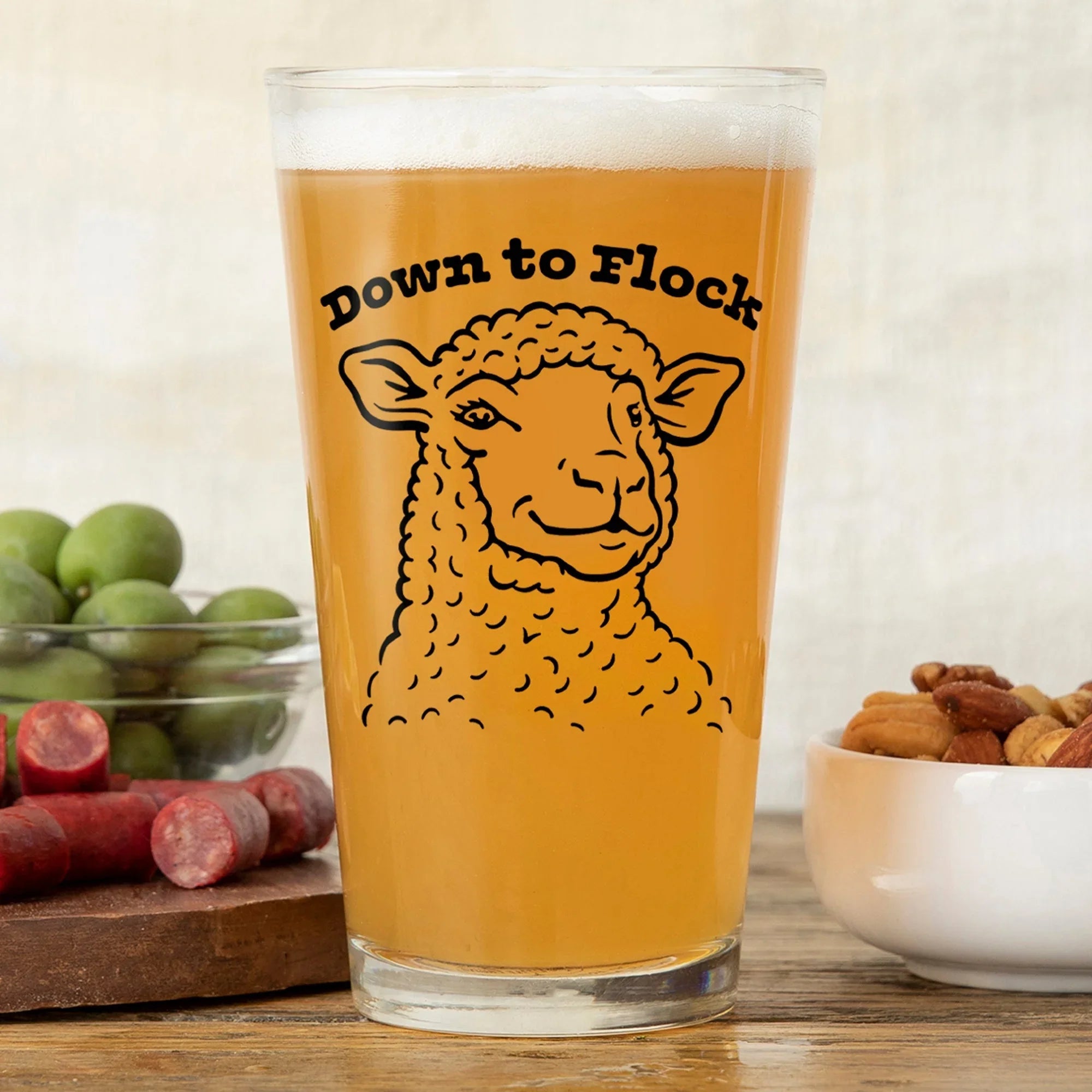 Lamb Beer illustrated pint glass by Two Little Fruits