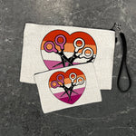 Lesbian Pride Accessories Scissor Heart Zipper Pouch - Fun & Functional, 2 Sizes Available - Zipper Pouches - Two Little Fruits - Two Little Fruits