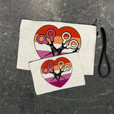 Lesbian Pride Accessories Scissor Heart Zipper Pouch - Fun & Functional, 2 Sizes Available - Zipper Pouches - Two Little Fruits - Two Little Fruits