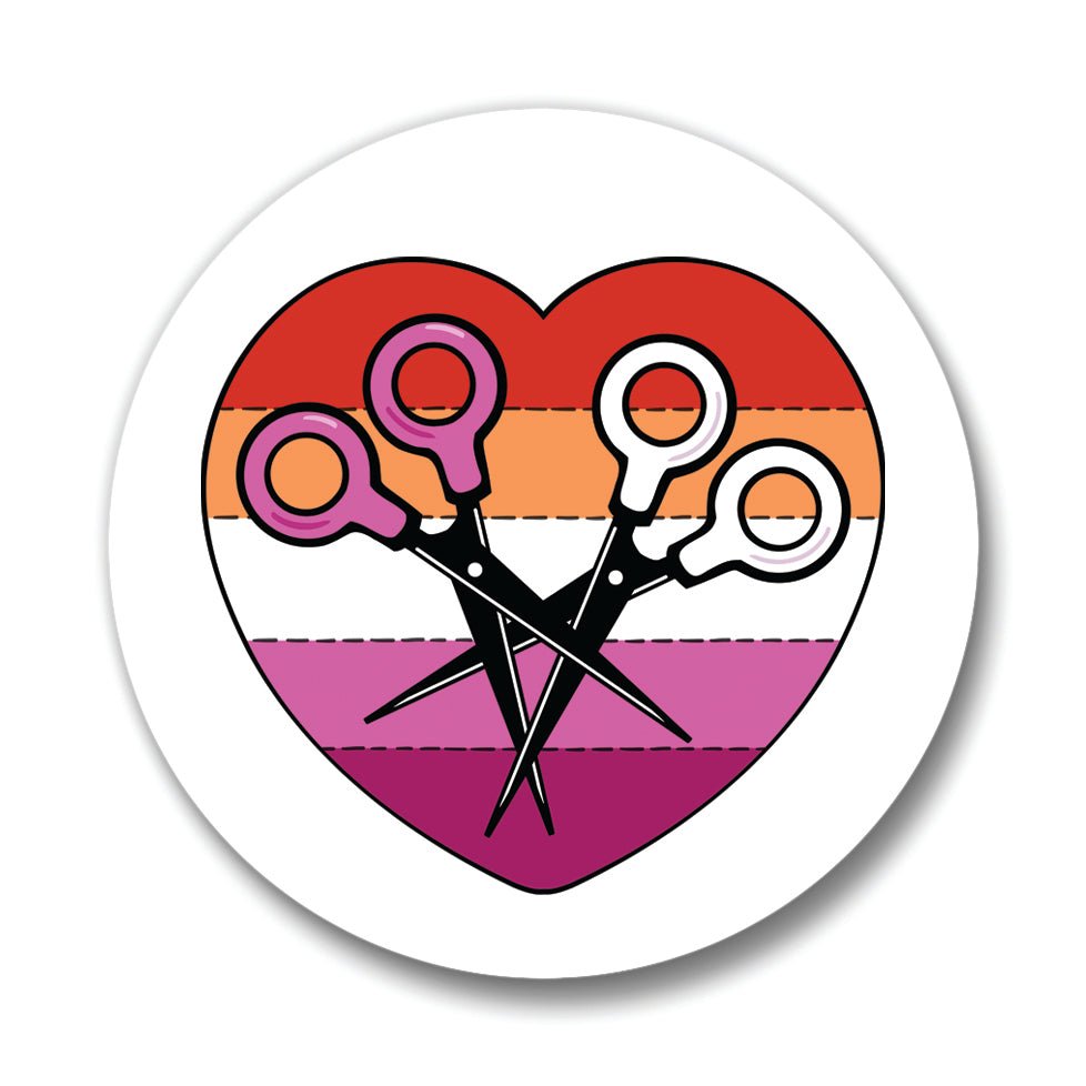 Lesbian Pride Coaster - Colorful 4" Ceramic Scissor Heart Drink Coaster for Home Decor - Coasters - Two Little Fruits - Two Little Fruits
