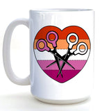 Lesbian Pride Mug - 15 Oz Hand - Illustrated Ceramic Cup With Large Comfortable Handle - Mug - Two Little Fruits - Two Little Fruits