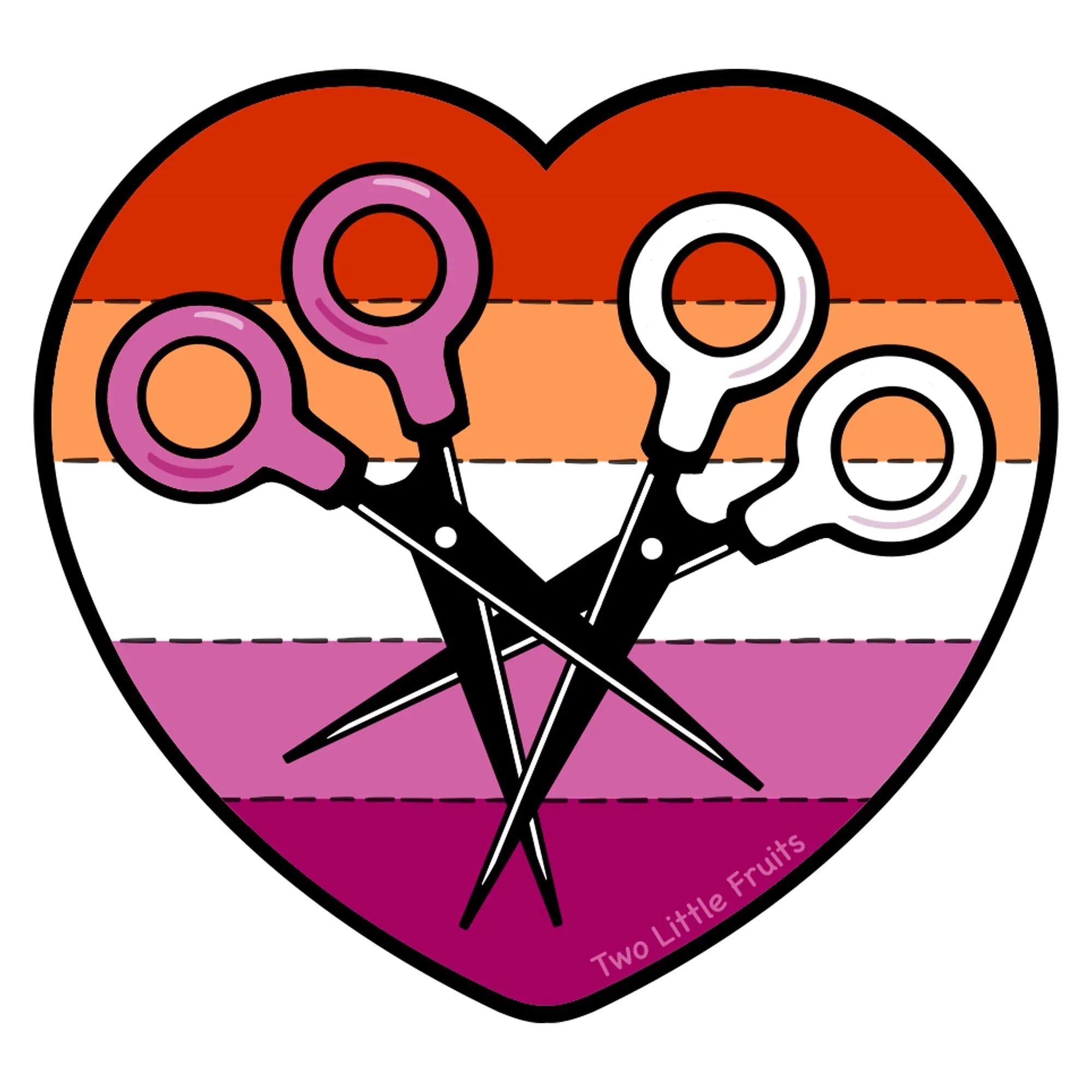 Lesbian Pride illustrated vinyl sticker by Two Little Fruits