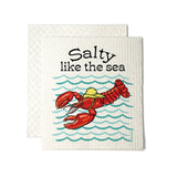 Salty Like The Sea lobster illustrated Swedish dishcloth by Two Little Fruits