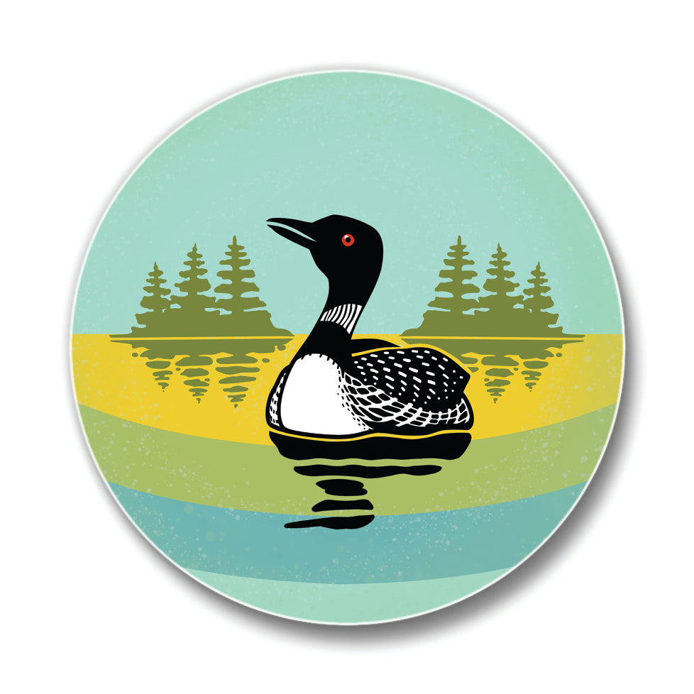 Loon ceramic coaster — hand-illustrated by Two Little Fruits