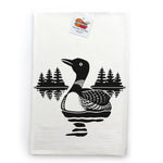 Loon tea towel — hand-illustrated cotton kitchen towel by Two Little Fruits