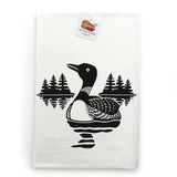 Loon tea towel — hand-illustrated cotton kitchen towel by Two Little Fruits