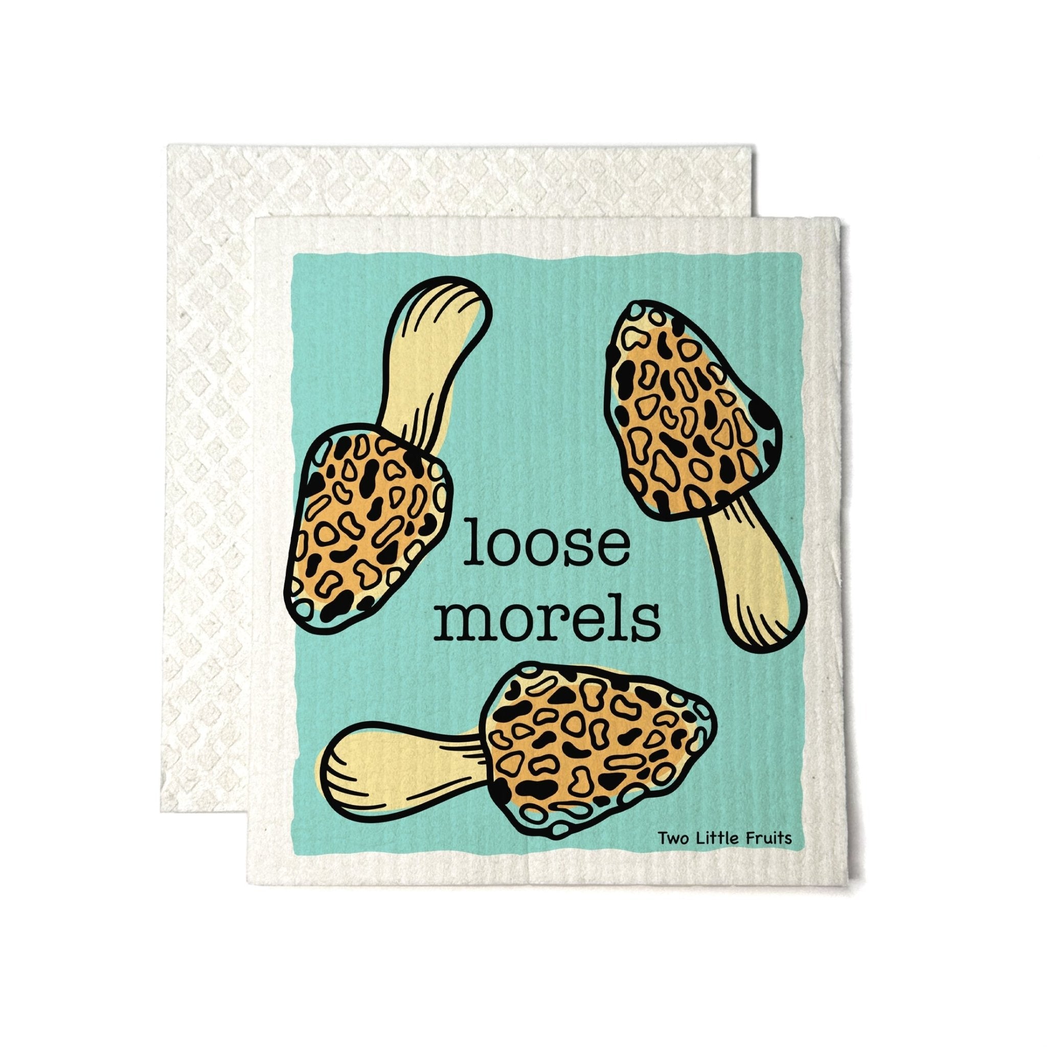"Loose Morels" Eco - Friendly Kitchen Cloth – Reusable Morel Mushroom Swedish Dishcloth 100% Biodegradable - Swedish Dish Cloth - Two Little Fruits - Two Little Fruits