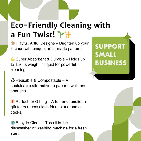 "Loose Morels" Eco - Friendly Kitchen Cloth – Reusable Morel Mushroom Swedish Dishcloth 100% Biodegradable - Swedish Dish Cloth - Two Little Fruits - Two Little Fruits
