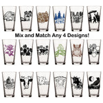 Mix And Match 4 Unique illustrated pint glass by Two Little Fruits