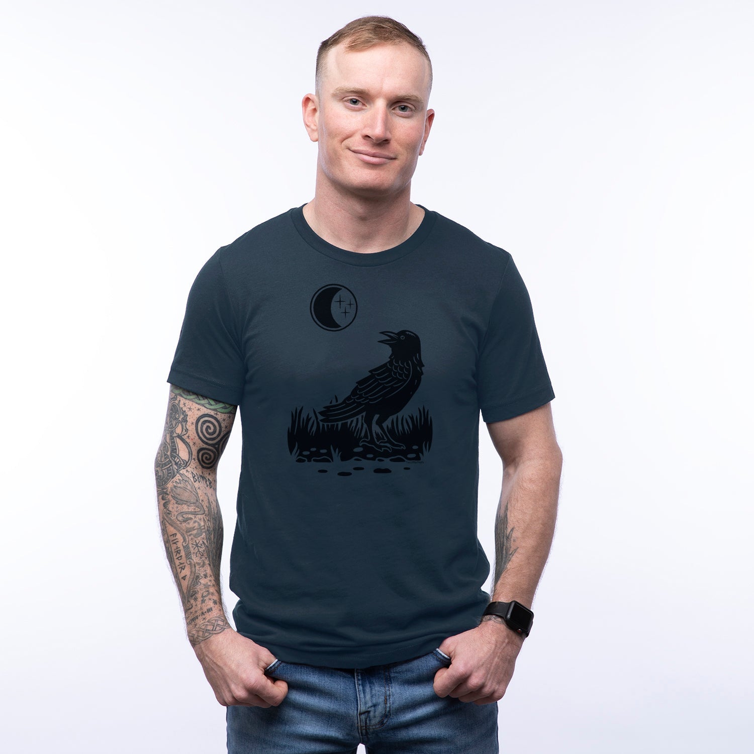 Moon Crow Unisex Graphic Tee - Soft Cotton - Poly Blend, Durable & Comfortable Wear - Tee Shirts - Two Little Fruits - Two Little Fruits