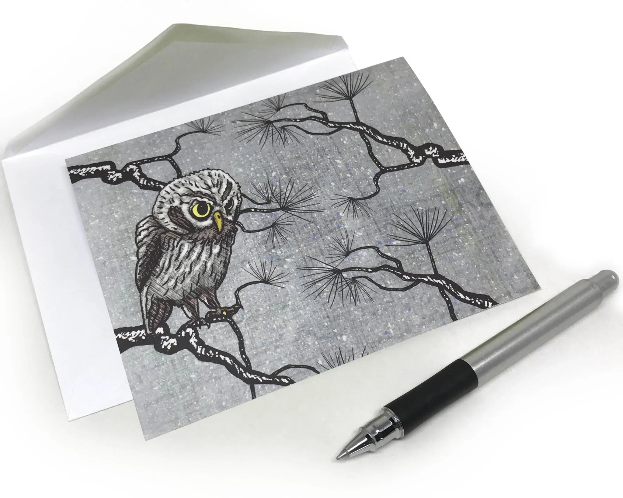Nature Themed Greeting Cards Set - 4 Blank Cards Featuring Owls, Crows, Bees, and Hummingbirds - Greeting Cards - Two Little Fruits - Two Little Fruits