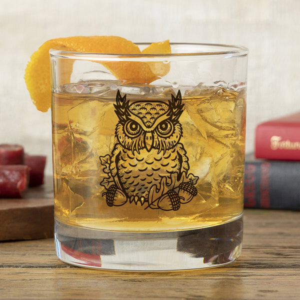 Owl Rocks Glass - Rocks Glass - Two Little Fruits - Two Little Fruits