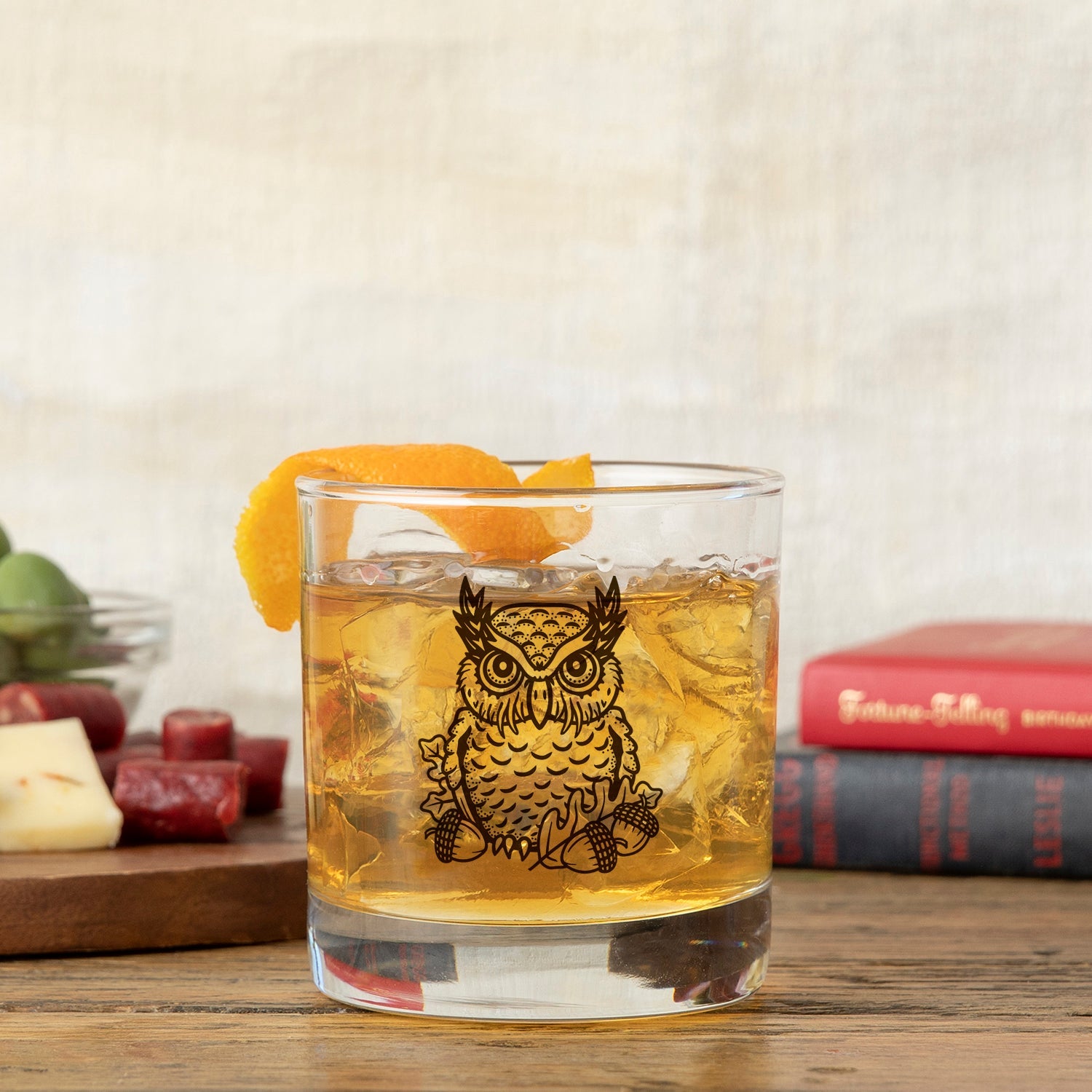 Owl Rocks Glass - Rocks Glass - Two Little Fruits - Two Little Fruits