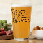 Pig pint glass — hand-drawn 16 oz beer glass