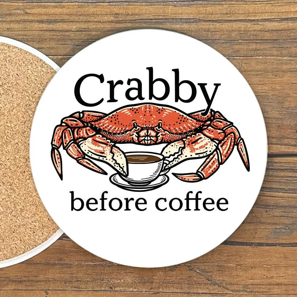 Playful 4" Ceramic Crab illustrated coaster by Two Little Fruits