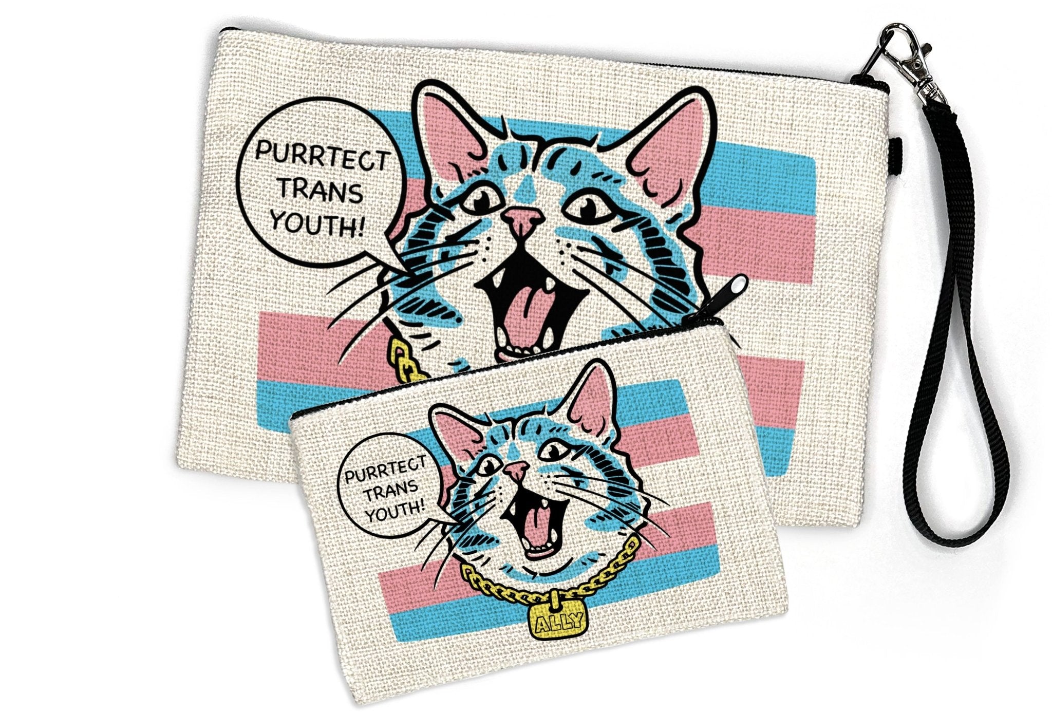 Protect Transgender Youth Pouch - Fun Zipper Pouch for Accessories, 2 Sizes Available - Zipper Pouches - Two Little Fruits - Two Little Fruits