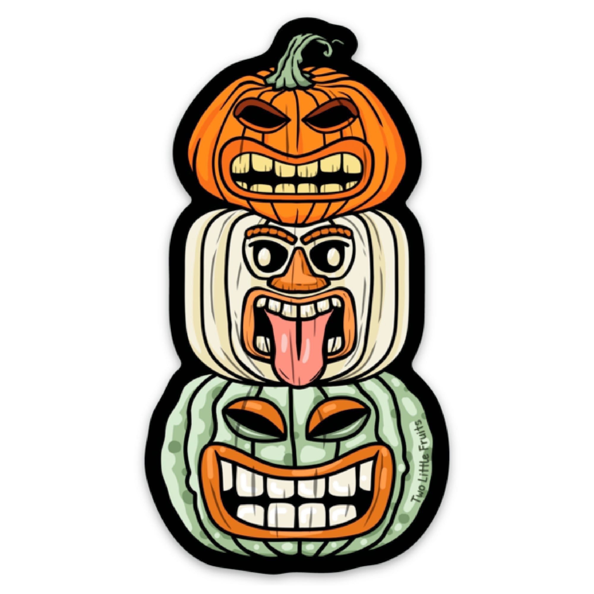 Pumpkin Tiki Sticker - Fun 2"x3.65" Vinyl Décor, Scratch & Weatherproof for Laptops & Cars - Sticker - Two Little Fruits - Two Little Fruits