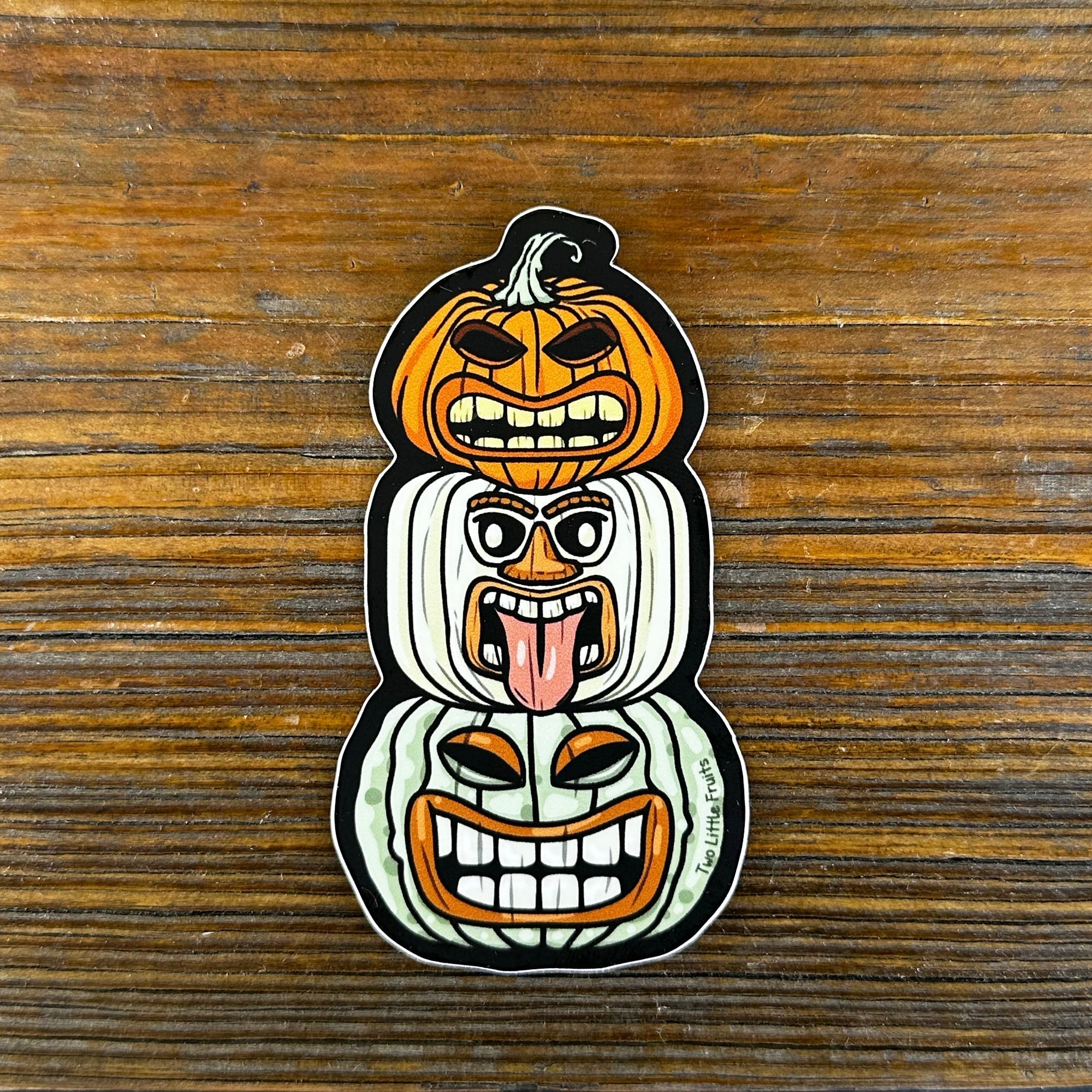 Pumpkin Tiki Sticker - Fun 2"x3.65" Vinyl Décor, Scratch & Weatherproof for Laptops & Cars - Sticker - Two Little Fruits - Two Little Fruits