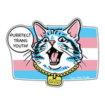 Purrtect Trans Youth Cat Sticker – Transgender Youth Support Stickers for Allyship & Pride - Sticker - Two Little Fruits - Two Little Fruits