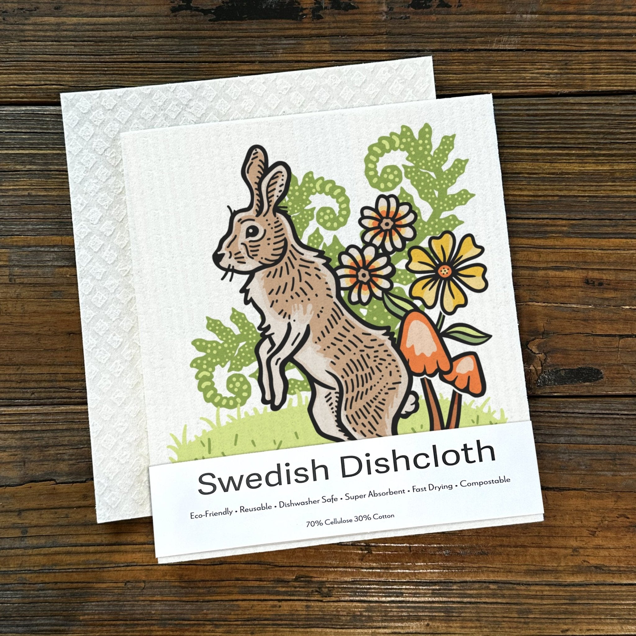 Rabbit Recyclable Cleaning Cloth - Eco - Friendly, Biodegradable, and Machine Washable - 6.5 x 8 in. - Swedish Dish Cloth - Two Little Fruits - Two Little Fruits