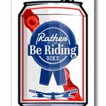 Rather Be Riding Bike Beer Can illustrated fridge magnet by Two Little Fruits