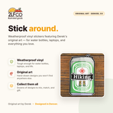 Hiking Beer Can Vinyl Sticker — illustrated by Two Little Fruits, made in Denver