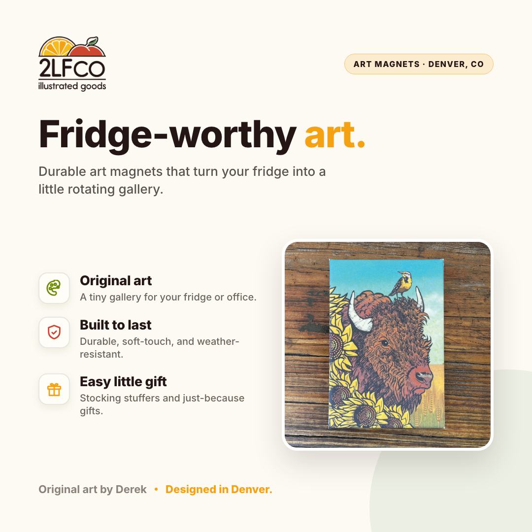 Bison Fridge Magnet — illustrated by Two Little Fruits, made in Denver