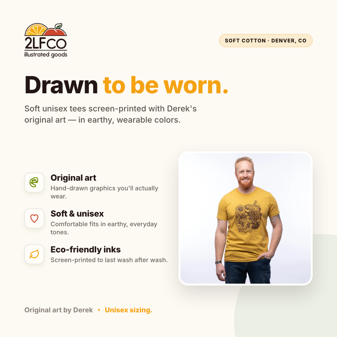 Bison Graphic T-Shirt — illustrated by Two Little Fruits, made in Denver