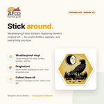 Black Crow weatherproof vinyl sticker by Two Little Fruits — original hand-drawn art, made in Denver