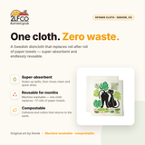Cat Swedish Dishcloth — Eco-Friendly Reusable Paper Towel Alternative — illustrated by Two Little Fruits, made in Denver