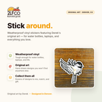 Chickadee Bird Vinyl Sticker — illustrated by Two Little Fruits, made in Denver