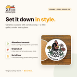Vibrant Chicken Coaster — illustrated by Two Little Fruits, made in Denver