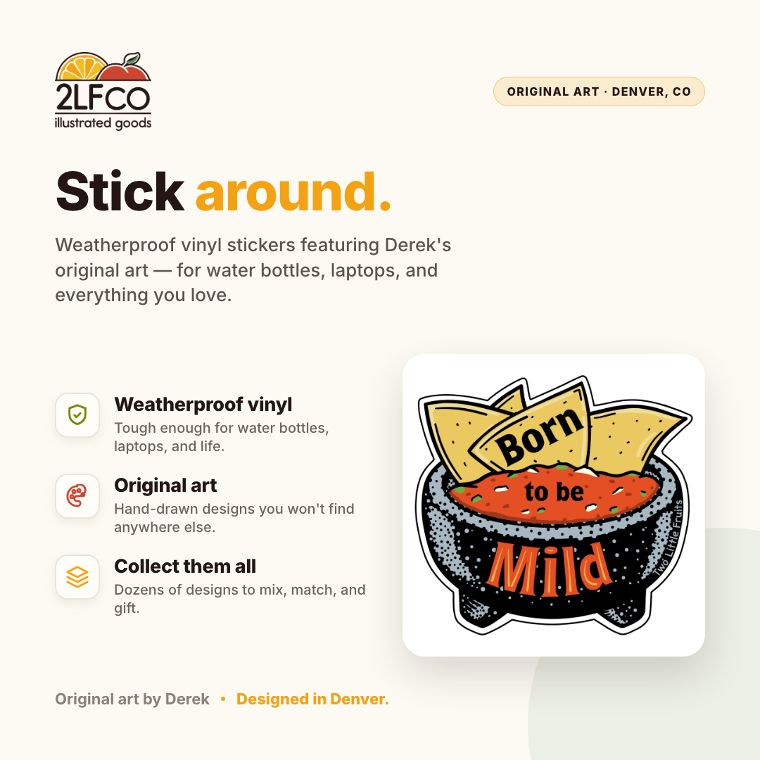 Chips And Salsa Vinyl Sticker — illustrated by Two Little Fruits, made in Denver