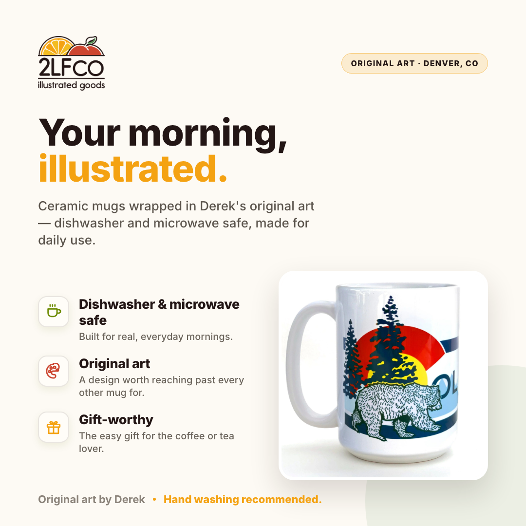 Colorado Flag Bear Mug — illustrated by Two Little Fruits, made in Denver