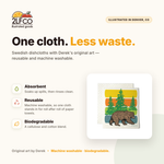 Bear Swedish Dishcloth — Eco-Friendly Reusable Paper Towel Alternative — illustrated by Two Little Fruits, designed in Denver