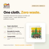 Bear Swedish Dishcloth — Eco-Friendly Reusable Paper Towel Alternative — illustrated by Two Little Fruits, made in Denver