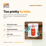 Sriracha Tea Towel — illustrated by Two Little Fruits, made in Denver