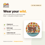 Angus The Cow Cheeseburger Button Pin — illustrated by Two Little Fruits, made in Denver