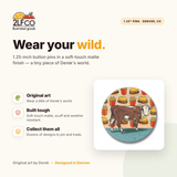 Angus The Cow Cheeseburger Button Pin — illustrated by Two Little Fruits, made in Denver