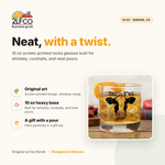 Cow Design Rocks Glass — illustrated by Two Little Fruits, made in Denver