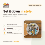 Howdy Bear Cowboy Ceramic Coaster — illustrated by Two Little Fruits, made in Denver