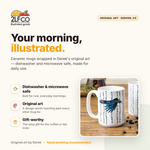 Crow Aspen Mug — Hand-Illustrated 15oz Ceramic — illustrated by Two Little Fruits, made in Denver