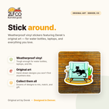 Cat In Chair Vinyl Sticker — illustrated by Two Little Fruits, made in Denver